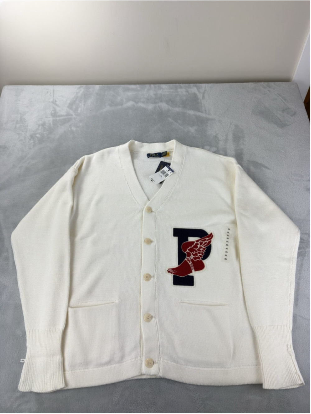 Polo Ralph Lauren Nwt P-wing White Chunky Knit Cotton Cardigan Sweater Mens XL